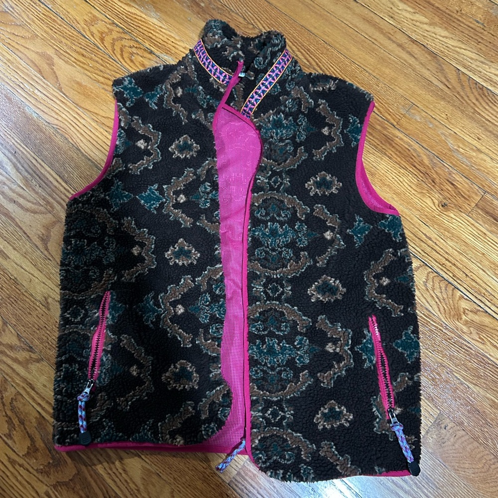 Kids Patterned Vest with Pink Trim